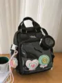 Japanese style cute transparent ita backpack for daily school and casual travel use - L / With Pendant / Black
