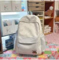 Sweet cute star embroidered backpack soft girl style light blue school bag for daily travel - No Pendant / Blue
