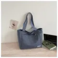 Sac cabas à carreaux bleu, sac porté épaule décontracté pour le quotidien et le travail. - Bleu lac