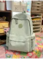 Lime green quilted backpack, Japanese sweet style leisure school bag for daily travel. - No Pendant / Green