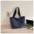 Sac cabas classique à carreaux bleu foncé pour femme, sac à bandoulière en toile. - Bleu foncé