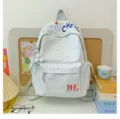 Zaino scolastico bianco con motivo a stelle per ragazze, borsa casual giornaliera. - Grigio Chiaro + Pizzo Stella Argento