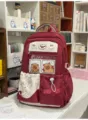 Zaino carino in stile giapponese con tasca trasparente per scuola e tempo libero - senza ciondolo / Rosso