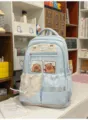 Zaino scolare kawaii carino stile dolce zainetto casual con tasca frontale trasparente estetica - senza ciondolo / Blu
