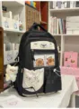 Sac à dos noir mignon dessin animé capybara, style doux japonais variante de cartable d'école. - Pendentif Ours Gourmand / Noir
