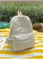 Canvas school backpack with star print aesthetic cute daily casual daypack for teens girls - Yellow Small (Without Pendant)