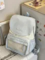 Sac à dos à rabat bleu clair et crème, sac d'épaule mignon style collège pour femmes. - Bleu (Sans Pendentif)