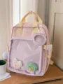 Japanese style cute ita backpack clear window school bag pink casual daypack for girls - L / With Pendant / Pink
