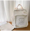 Japanese ins style transparent pocket cute backpack student casual school bag daily daypack - S / No Pendant / White