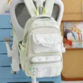 Sac à dos étudiant à carreaux menthe, cartable décontracté style japonais en dentelle. - Sans Pendentif / Vert