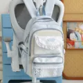 Sac à dos à carreaux bleu glacier, cartable japonais mignon avec dentelle et poches. - Sans Pendentif / Bleu