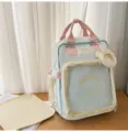 Cute Japanese style transparent window backpack with pink straps and lovely bear print for daily. - S / No Pendant / Green