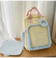 Cute transparent ita backpack yellow pink, sweet girl student casual school bookbag variant. - S / No Pendant / Yellow