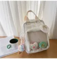 Japanese INS style transparent window cute ita backpack for girls casual daily school travel bag - S / With Pendant / White