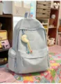 Light blue quilted backpack casual school bag sweet style daily travel daypack for women - Moon Charm / Blue