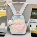 Macaron farbiger Freizeit Rucksack fur Madchen, stilvolle Schul und Reisetasche neu. - Mit Anhänger / S / Rosa