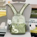Makkaroni hellgrüner lässiger Rucksack für Mädchen, stilvolle Sommer Outdoor Schultasche. - Mit Anhänger / S / Grün