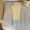 Détails des gants en tricot de style coréen, longs pois chaud hiver écran tactile. - Taille unique / Jaune lait