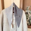 Gris 100% laine tricoté foulard écharpe triangulaire hiver chaud châle poncho femme - Foulard Triangle Bicolore / Gris Foncé Clair