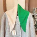 Écharpe triangulaire en tricot bicolore en pure laine hiver chaud accessoire de mode chic - Foulard Triangle Bicolore / Vert Beige