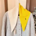 echarpe triangle en tricot 100% laine, doux automne hiver femme chale chaud accessoire - Foulard Triangle Bicolore / Beige Jaune