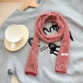Écharpe longue et fine en tricot écossais rouge et blanc hiver chaud accessoire élégant - Rouge