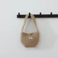 Sac à main en tricot avec bouton à bascule, élégant sac fourre-tout en laine pour femmes. - Kaki
