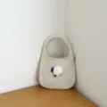 Sac à main en tricot avec détail de mouton mignon, sac fourre-tout en laine douce. - Beige