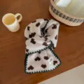 Écharpe en tricot à motif de cœur style coréen, châle chaud d'automne et d'hiver doux et joli. - Cœur Surjeté / Rose poudré