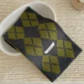 Echarpe en tricot argyle retro Coreenne pour femmes, cache-cou chaud automne hiver carreaux. - Vert Gris / Écharpe Croisée Argyle