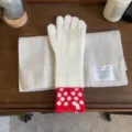 Gants chauds tactiles en tricot à pois rétro pour femmes, longs gants d'hiver élégants. - Taille unique / Blanc Cassé