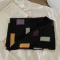 Echarpe tricot bloc de couleur automne hiver femme chale decontractee mode douce et chaude - Noir