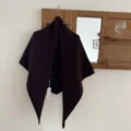 Châle triangulaire en tricot marron foncé pour femme, écharpe d'hiver chaude et douce. - Café
