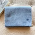 Écharpe en tricot uni en mélange de laine douce pour femme, col d'hiver chaud et confortable. - 160cm / Bleu clair