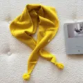 Écharpe tricotée en mélange de laine avec pompons, automne hiver foulard chaud pour femme. - Jaune Fromage