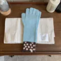 Gants chauds en tricot coréen automne hiver à pois rétro pour femmes écran tactile - Taille unique / Bleu Brume