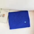 Écharpe tricotée en mélange de laine bleu uni pour femmes couples, douce et chaude en hiver - 160cm / Bleu saphir