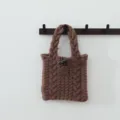 Sac à main tricoté marron cabas torsades pour femme élégant hiver automne sac fourre-tout - Style Torsades Bouton / Café
