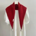Écharpe triangulaire en tricot pure laine femme automne hiver unie châle avec pompon - Moucheté