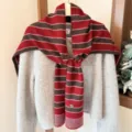 Style Coreen echarpe châle tricoté rayé colorblock femmes mode hiver chaud élégant - Brun Rougeâtre
