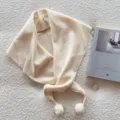 Écharpe en tricot beige avec pompons mignons écharpe triangulaire automne hiver mode - Crème