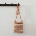 Sac bandoulière en tricot rayé style vintage coréen, mini sac téléphone mignon pour femme. - Beige Khaki