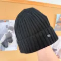 Bonnet en tricot de laine noire, bonnet d'hiver côtelé chaud pour femmes, bonnet casual confortable. - Taille unique / Noir Polyvalent