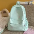 Sac à dos décontracté mignon vert menthe avec imprimé étoile coloré, cartable léger pour école. - S / Sans pendentif / Vert