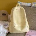 Joli sac à dos brodé d'étoiles sac d'école décontracté sac en toile mignon fille - L / Avec Pendentif / Jaune