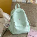 Sac à dos mignon vert menthe avec étoiles pour femmes, cartable kawaii avec pendentif ours. - S / Avec Pendentif / Vert