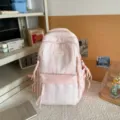 Pink white checkered school backpack for teen girls casual daypack cute bookbag - Double Shoulder Backpack Single Pack (Without Pendant) / Pink