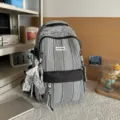 Black and white plaid casual school backpack with lace bow and front pocket for daily use - Single Shoulder Bag Single Pack (Without Pendant) / Black