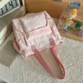 Pink white checkered backpack for teen girls, cute school bag and casual daypack for student. - Single Shoulder Bag Single Pack (Without Pendant) / Pink