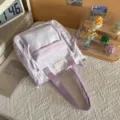 Pastel purple and white plaid campus style backpack for students, cute casual daily school bag. - Single Shoulder Bag Single Pack (Without Pendant) / Purple